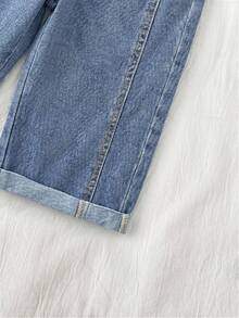 SHEIN Toddler Boys' Loose Cuffed Blue Denim Pants - Light Wash - View 6