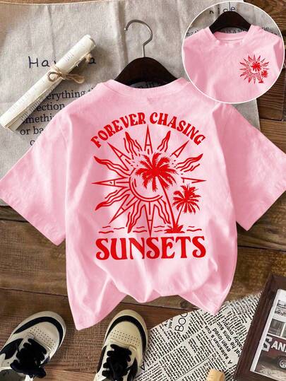 DrmWander تي شيرت نسائي، تي شيرت كاجوال بأكمام قصيرة بطباعة جرافيك، توب صيفي جميل