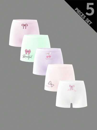 5条/包 女童蝴蝶装饰舒适三角裤