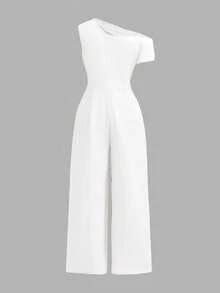 Firerie Kids Mono informal y elegante con hombro asimétrico para niña preadolescente, color albaricoque - Blanco - Ver 5