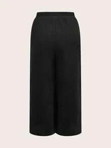 CosyJoli 休闲简约黑色舒适面料大码女式宽松裤，适合度假、音乐节、母亲节等场合。 - 黑色 - 查看 2