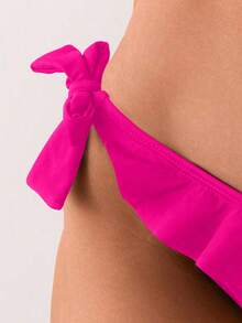 Swim Basics Women's Solid Color Ruffle Hem Swimwear Bottom - Hot Pink - View 4