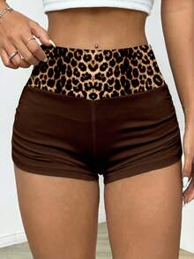 SHEIN EZwear Casual Minimalist Leopard Print Pattern Men Shorts - Multicolor - View 2