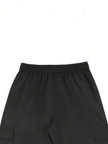 Manfinity Homme Quần Cargo vải chéo in chữ dành cho nam có gấu quần bo thun, dành cho mùa thu - màu đen - Xem 6