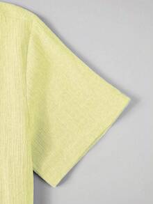Manfinity Homme Men's Solid Color Single-Breasted Casual Versatile Daily Wear Short Sleeve Shirt - Yellow - View 3