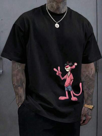 ‌Camiseta de hombre de cuello redondo y manga corta. Estilo casual con estampados modernos y cómoda