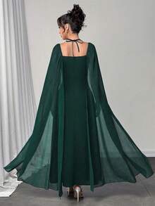 Modelyn Đầm xòe ôm eo, xếp ly nhiều, gợi cảm dành cho nữ - Màu xanh lá cây đậm - Xem 2
