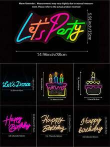 1Pc Neon LED Sign USB Operated Decorative Light, Suitable For Party, Bedroom, Room, Birthday, Wall - Multicolor - View 12
