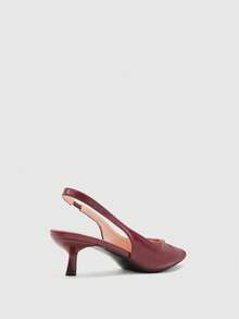 CUCCOO BIZCHIC Women's New Pointed Toe Matte Burgundy Metal Buckle Backstrap Open Back Fashion Commuter Simple Versatile Stiletto High Heel Sandals - Burgundy - View 9