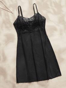 Charlaine Elegant & Comfortable French Style Minimalist Women Nightgown - Black - View 3