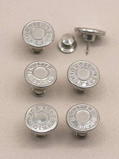 6 件装牛仔裤纽扣替换套装 17mm 免缝金属纽扣维修套装 无钉可拆卸牛仔裤纽扣替换组合装 情人节、婚礼、生日、纽扣、缝纫、缝纫用品、缝纫配件、工艺用品、DIY、成人工艺品