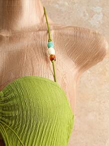 Mistrie 女士荧光绿前系带露背连体紧身衣 - 綠色 - 查看 5