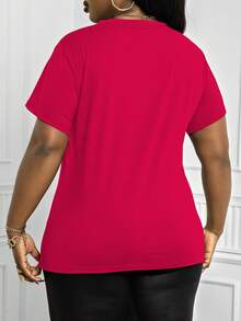 INAWLY Women's Casual T-Shirt With Queen Of Cards Pattern, Suitable For Spring And Summer, For New Year - Hot Pink - View 2