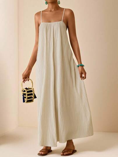 Vesra 女士纯色休闲度假吊带连衣裙