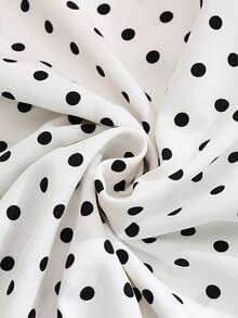 Pariaura 2026新款夏季简约中长连衣裙，优雅V领波点蕾丝花瓣袖收腰中长连衣裙，法式时尚夏季连衣裙，优雅派对连衣裙，简约优雅白色波点中长连衣裙 - 白色 - 查看 7