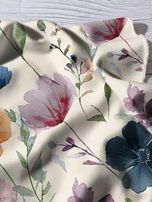 EMERY ROSE 休闲简约浪漫印花V领荷叶边短袖上衣，适合大码女性，夏季度假穿着 - 彩色 - 查看 4