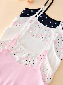 5pcs/Set Girls' Sweet Butterfly Print Camisole Crop Top, Minimalist Essential Fashion Undershirt - Multicolor - View 5