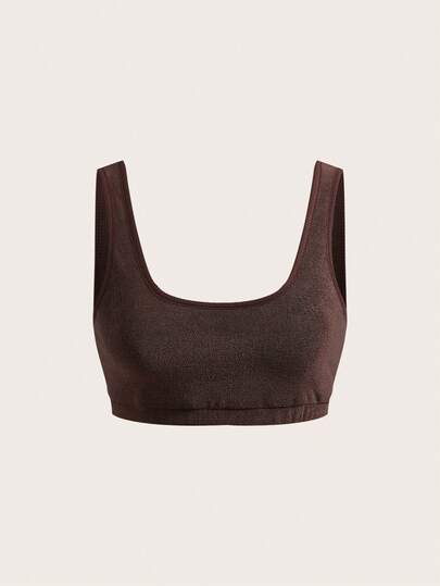 SHEIN Unity 毛巾运动文胸 运动健身 健身房 普拉提 日常休闲 香蕉布丁