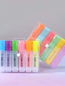 6PCS Chisel Tip Large Ink Capacity Macaron Colors Fluorescent Highlighter Pen For Drawing Marking Studying Note Taking Office School Supplies Stationery Essentials - multicolor - View 6