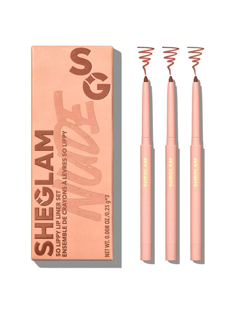 SHEGLAM So Lippy唇线笔套装 - 自然色 3支/套 柔雾裸色唇线笔 高显色度 易于使用 丝滑柔润 勾勒唇形 打造自然唇妆 棕色裸色唇线笔 唇部组合 品牌美妆 彩妆 面部彩绘 化妆品 适合女性女孩 秋冬季节 完美搭配 Y2K 时尚潮流 适合生日、情人节礼物 派对必备 最佳颜色 - 彩色 - 查看 1