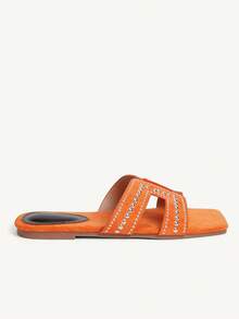 CUCCOO CHICEST Simple And Versatile Temperament Comfortable Fashion Generous Commuter Vacation Beach Flat Sandals - Orange - View 3
