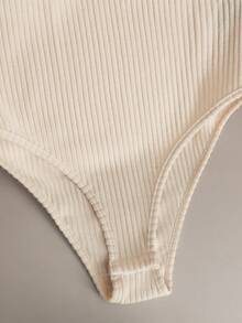 纯色吊带无袖罗纹休闲连体衣，夏季 - 米色 - 查看 8