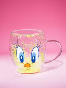 LOONEY TUNES X SHEIN 1个 8.8盎司/260毫升 卡通图案硼硅酸盐双层玻璃马克杯，咖啡杯，耐冷耐热，适用于牛奶、果汁、咖啡、苏打水等，趣味十足，唇印图案，光泽亮丽，礼品之选，派对、节日、情人节适用 - 無色 - 查看 6