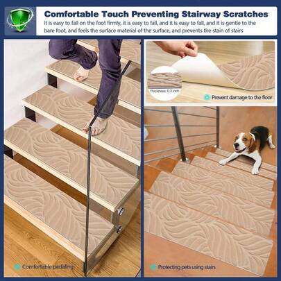 وسادة مضادة للانزلاق للدرج، ذات ظهر لاصق ذاتي، وسادة درج داخلية مضادة للانزلاق، مناسبة للمسنين والحيوانات الأليفة في المنزل، مناسبة لديكور درج المنزل في جميع الفصول