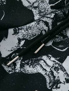 ROMWE MEN Street Life Pantalones cortos de hombre estampados, adecuados para primavera y verano - Negro - Ver 3