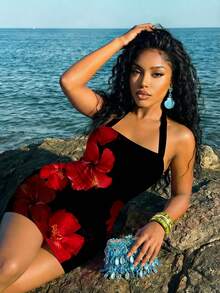 Slaydiva 女士碎花吊带迷你连衣裙 - 彩色 - 查看 7