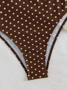 Swim SPRTY SPRTY Summer Beach Surfing Polka Dot Print Zipper Front One-Piece Swimsuit For Women - Multicolor - View 4