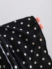 Sweetra Women's Cute Black And White Polka Dot Summer 1960s Vintage Mini Dress,Elegant Night Out Party Beach Resort Ruffled Dress With Bow,A-Line Silhouette - Black and White - View 5