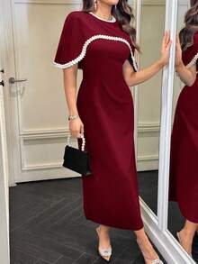 Modelyn 新款春夏黑色优雅女士派对连衣裙 - 紅色 - 查看 3