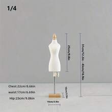 1pc Mini Sewing Human Form Mannequin With Square Base, Clothing Display Teaching Props - Beige - View 4