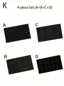 Velvet Jewelry Tray, Large Capacity Jewelry Organizer With Separate Compartments, Stackable Jewelry Display Stand For Earrings, Necklaces, Bracelets, Rings, Hair Clips, Hairbands, Etc. - Black - View 29