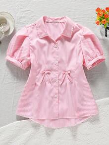 SHEIN Elladie kids قميص كاجوال أكمام قصيرة أزرار أ...