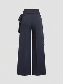 SHEIN Sweetro 女士优雅通勤系带西装裤 - 灰色 - 查看 2