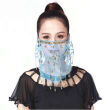 New Dance Performance Costume Accessories, Floral Gauze Veil & Face Mask For Belly Dance - Multicolor - View 6
