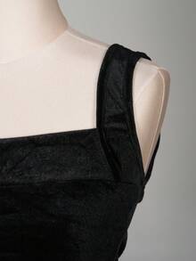 Glisette Velvet Fabric Comfortable 2 Pieces Set, Fashionable And Elegant Spring/Autumn Dress Suit - Black - View 6