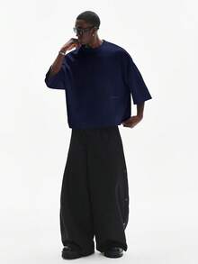 STYNVO 男士纯色休闲简约T恤 - 藏蓝色 - 查看 3