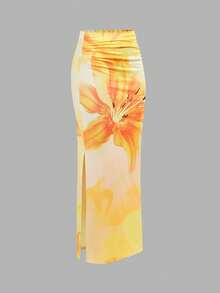 SHEIN 少女休闲日常方领短袖上衣和打底裤套装，水洗面料，方领修身吊带背心搭配半身裙 - 彩色 - 查看 10