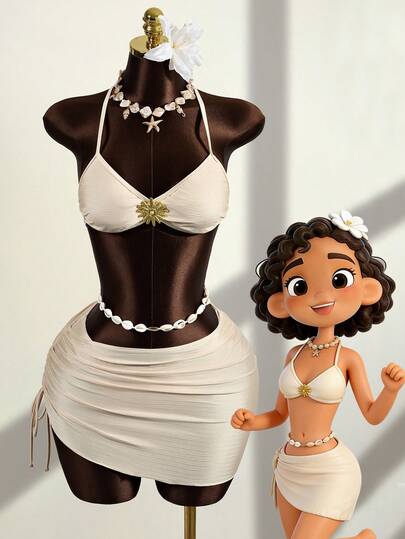 Zestiva 2026新款三件套纯色性感比基尼套装，休闲度假泳装