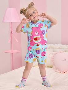 SHEIN X Care Bears 女童可爱卡通印花短袖休闲夏季睡衣 - 彩色 - 查看 5