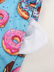 Surfspeed Men's Donut Print Drawstring Waist Beach Shorts - Blue - View 4
