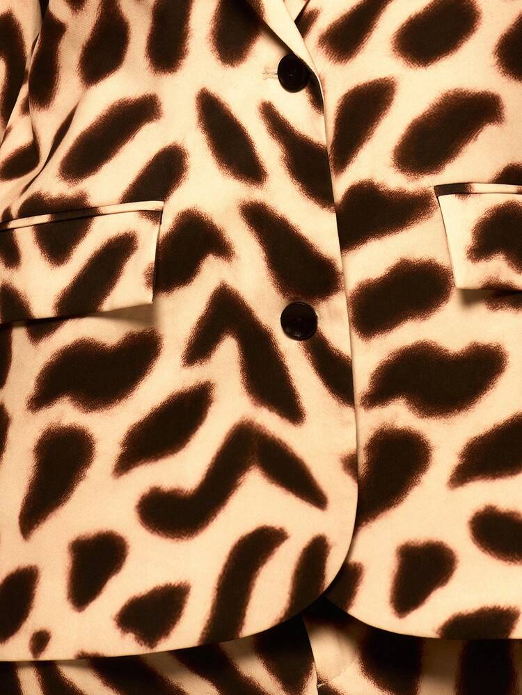 MUSERA Animal Print Oversized Blazer Spring Summer Elegant Vacation Holiday Ibiza Club Occasion Sexy Evening Wedding Guest Sunset Kiss - Brown - View 6
