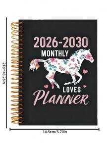 1本2026-2030年计划本，螺旋装订，花卉小马图案，适用于学习计划、日程管理、目标记录和返校季。 - 多色 - 查看 2