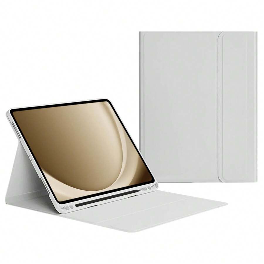 1PC Tablet Protective Cover, Convenient, Multi-Folding, With Pen Slot, Compatible With Apple Pad - Light Grey - View 1