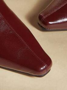 Rosivie 女士搭扣设计PU皮革过膝长靴，时尚百搭，适合日常穿着 - 酒紅色 - 查看 4