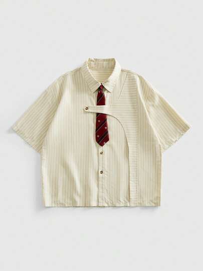 ROMWE MEN Men's Summer Casual Striped Polo Shirt