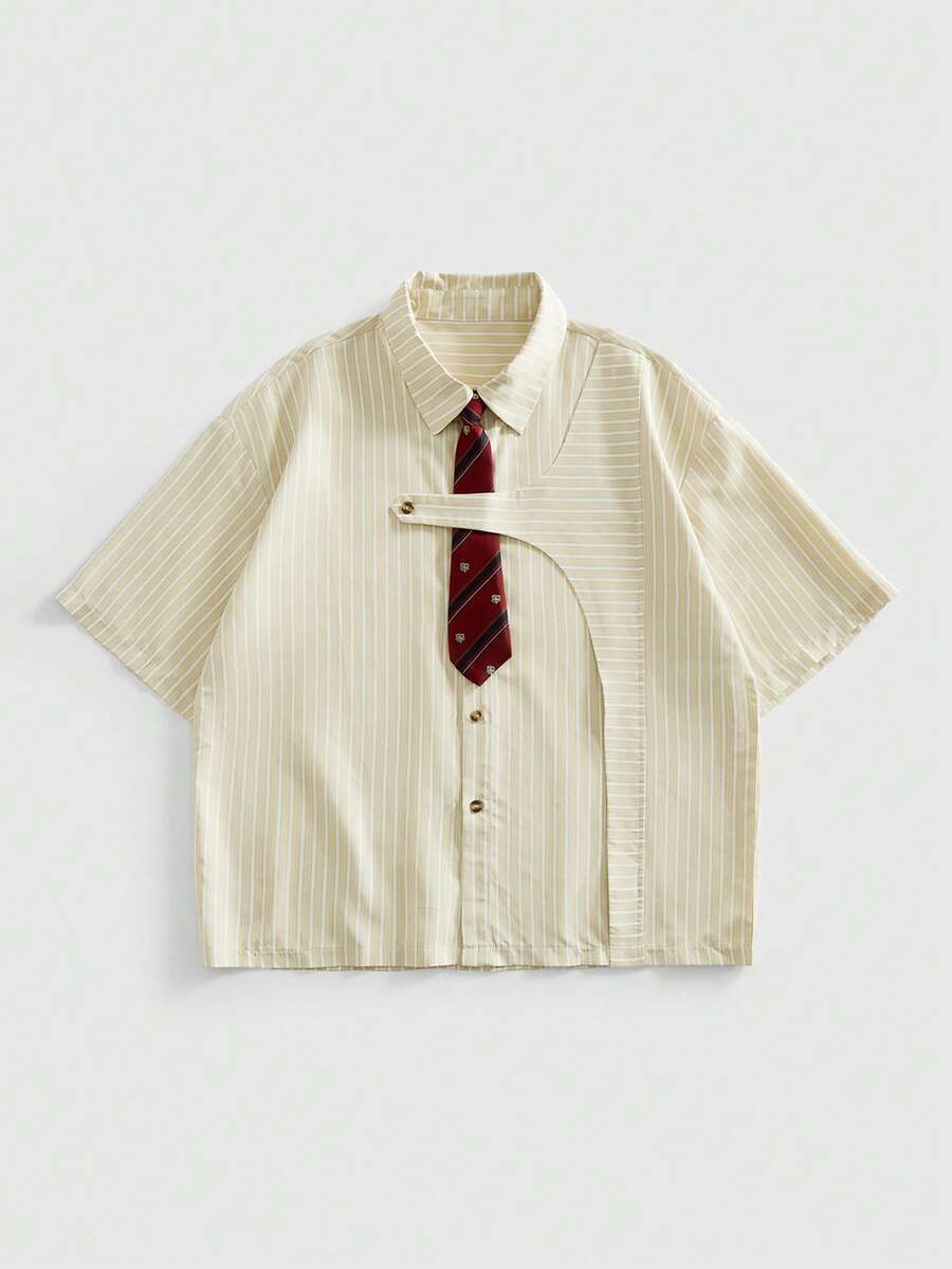 ROMWE MEN Men's Summer Casual Striped Polo Shirt - Multicolor - View 1